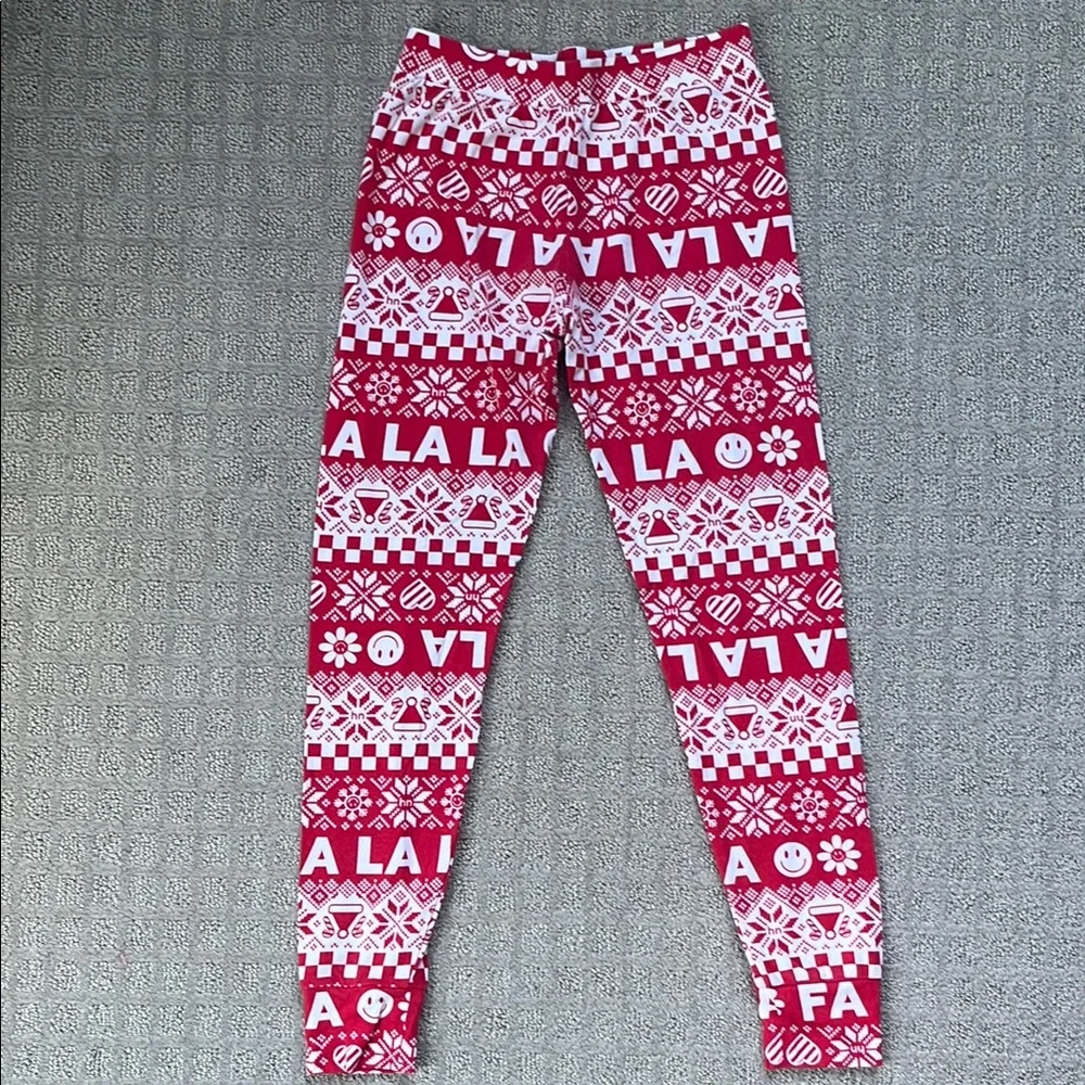 Happy Nation Festive Pajama Set Red and White Print Kids Size 8